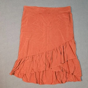 Torrid Damen Gr. 0 Asymmetrischer Rüschen Midirock Rost Orange Boho - Bild 1 von 8