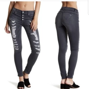 Hudson Ciara Ankle Distressed Gray Jeans Skinny Women’s Size 29 Exposed Buttons - Picture 1 of 14