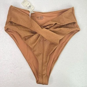 Aerie Brown High-Waisted Bikini with Ruched Detail Swimsuit Swimwear Women’s M - Picture 1 of 6