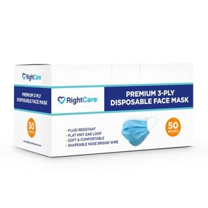 Mascarillas Faciales Procedimentales RightCare de 3 Capas, Azul Claro, Estuche - 40 Cajas de 50 Mascarillas - Imagen 1 de 4