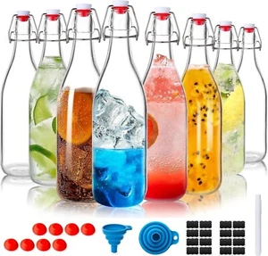 Swing Top Glass Bottles 8 Pack 16oz Flip Top Brewing Bottles with Airtight Stop - Picture 1 of 7