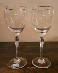 Two (2) ALLEGRA Platinum Marquis Waterford Red Goblet Wine Glasses - Picture 1 of 7
