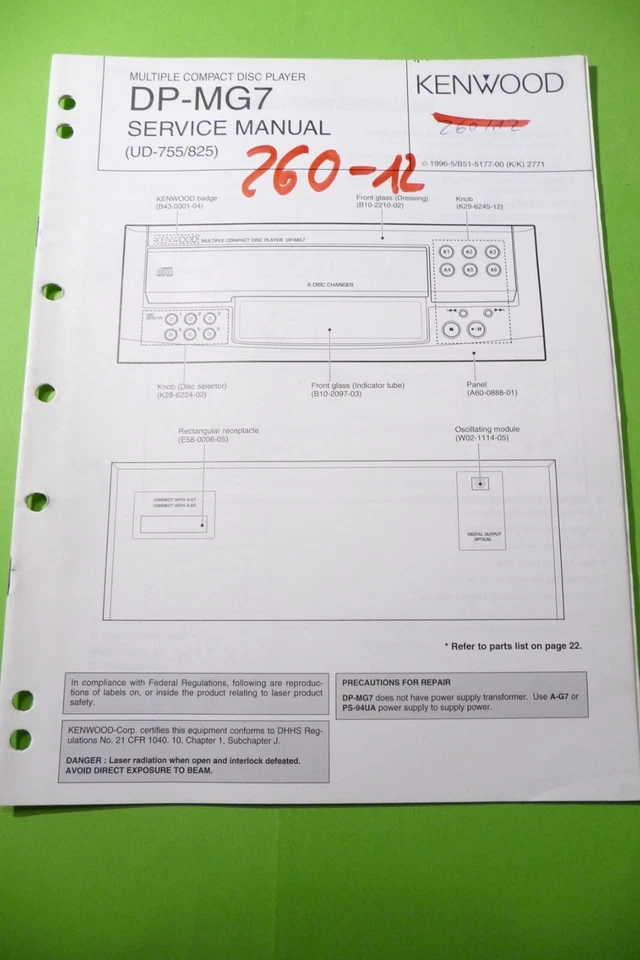 Manuale Di Servizio Per Kenwood DP-MG7, ORIGINALE - Immagine 1 di 1