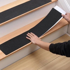 8 Pack Non-Slip Stair Treads, Outdoor Non Skid Step Tape, Black Anti-Slip - Picture 1 of 7