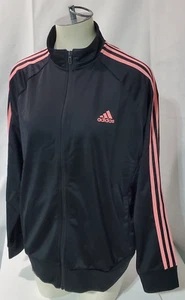adidas Track Jacket Women XL Black/Pink Essentials Warm-Up Tricot Slim 3 Stripes - Picture 1 of 15