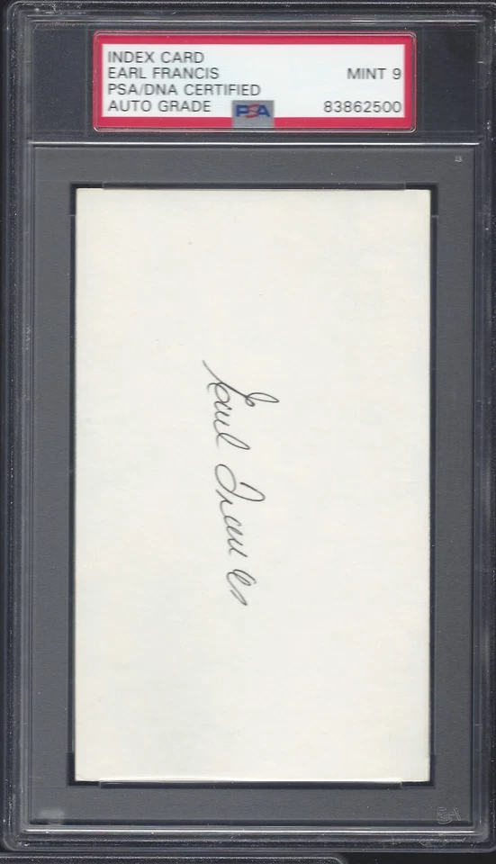 EARL FRANCIS, 1960-65 PIRATES/CARDINALS, INDEX CARD,  PSA/DNA MINT 9 - Image 1 of 1