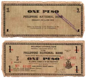1941 Philippine Province of NEGROS Occidental Currency S612 1 Peso C/S Victorias - Picture 1 of 5