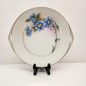 Rudolstadt Thuringia Porcelain Hand Painted Blue Floral Handled Serving Plate - Picture 1 of 10