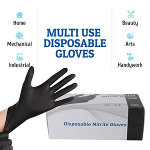 100 DISPOSABLE NITRILE GLOVES POWDER FREE BLUE/BLACK S/M/L/XL 1000 2000 3000 - Picture 1 of 11