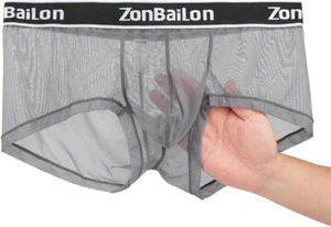 Zonbailon Mens Boxer Briefs Breathable Mesh Enhancing Pouch See-Through Trunks - Picture 1 of 52