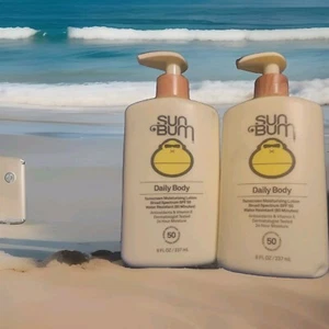 Lot Of 2 - Sun Bum Daily Body 24hr Lotion Sunscreen With Pump SPF 50 - 8 fl oz - Picture 1 of 2