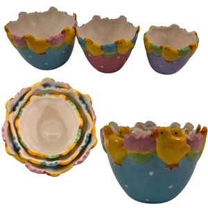 Juego de 3 cuencos de anidación de huevos de pollitos de Pascua de cerámica internacional para artículos para el hogar - Imagen 1 de 24