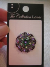 New Old Stock LA MODE Metal, Glass Rhinestones Button (#4508) On Original Card