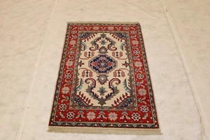2'7" x 3'10" ft. Afghan Kazak Hand Knotted Natural Dye Oriental Area Wool Rug - Picture 1 of 8