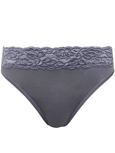 3 Pairs ex M&S Grey Knickers size 10 - 20 Lace Trim High Legs Pants Cotton Rich - Picture 1 of 5