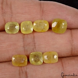 23.20 Cts/7 Pcs Natural Untreated Ceylon Yellow Sapphire Cushion Cut Gems Lot - Picture 1 of 7