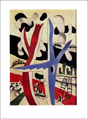 Pintura de bellas artes 1976 impresión vintage paisaje Fernand Leger con árbol azul 1937 Foto 1 de 3