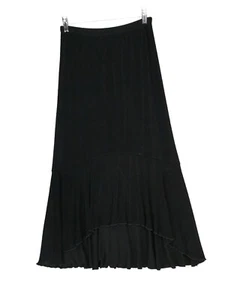 Chico Travelers Maxi midi Skirt Sz 1 M/8 Black Slinky Flounced lettuce hem Hi Lo - Picture 1 of 10