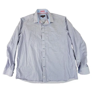 Johnston Murphy Shirt Mens XL White Blue Red Geometric Plaid Button Up Casual - Picture 1 of 12