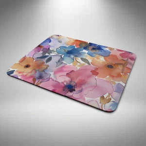 Flowers Mouse Mat Pad Laptop Desktop Computer Gift Blue Pink Orange Flowers 1 - Picture 1 of 1
