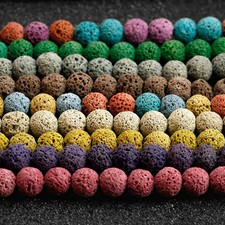 Dyed Volcanic Lava Rock Gemstone Beads Natural Round Loose 8mm 15.5" Strand
