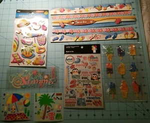 Juego de 7 libros de recortes de verano: pegatinas, frotes, hinchados, bordes y acentos - NUEVO - Imagen 1 de 11
