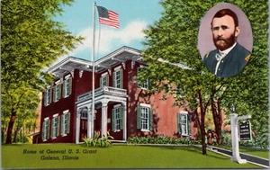 Postkarte 60er Jahre Home Of General U.S. Grant Galena Illinois Chrome #D9 - Bild 1 von 2