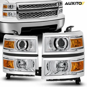For Chevy 2014-2015 Silverado 1500 15 14 Chrome Clear Projector Head Lights Lamp - Foto 1 di 13