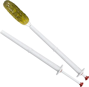 Deluxe Pickle Pincher, Set of 2,Pickle Picker Stainless Steel and Plastic- Oliv - Picture 1 of 12