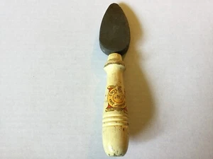 Vintage Crystolon Knife Sharpener Stone W/ Painted Wood Wooden Handle - Picture 1 of 9