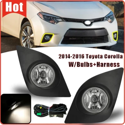Fit For 2014-2016 Toyota Corolla L LE Clear Lens Front Fog Lights Lamp W/harness - Image 1 of 4
