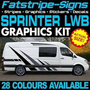 passend für MERCEDES SPRINTER LWB GRAFIK AUFKLEBER STREIFEN RENNEN CAMPER VAN WOHNMOBIL - Bild 1 von 2