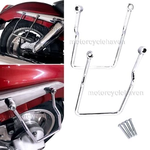 Saddle Bag Support Brackets Bars Chrome for 2002-up Honda VTX1300 VTX1800 C & F - Picture 1 of 11