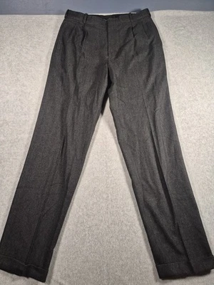 Polo Ralph Lauren Dress Pants 34x34 (32x32) Herringbone Gray Wool Pleated   - Image 1 of 4