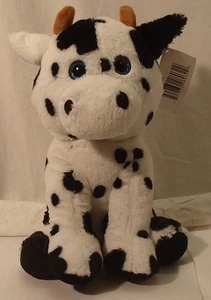 BJ Toy 11” Black & White Holstein Spotted Cow Calf Plush Stuffed Animal Toy - Picture 1 of 4