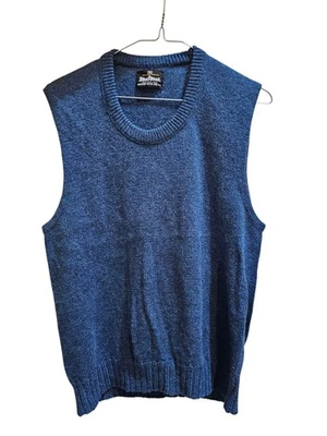 Vintage 70s Blue Knit Wool Rockabilly Preppy Vest Waistcoat Sweater Puritan S M  - Image 1 of 4