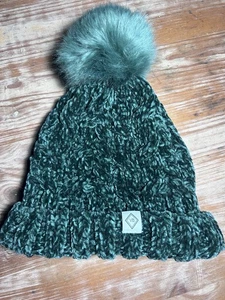 VERA BRADLEY Sombrero de Invierno Gorra Mujer Pom Pom Azul Gorro Medias Verde Esmeralda - Imagen 1 de 9