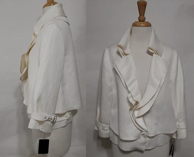 CHAQUETA 10 Colección MAGASCHONI Crema Blanco Lino Lujo Lagenlook Nueva con Etiquetas $520 M Foto 1 de 4