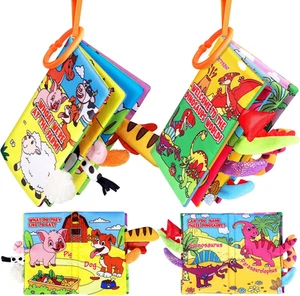 Vanmor Soft Baby Books for 6 Month Old Girls Boys, 2PCS Dinosaurs and Farm Th... - Picture 1 of 12