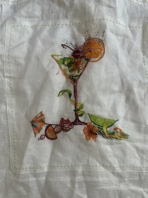 Camisa blusa top Robert Graham L bordada de lino para mujer con botones Foto 1 de 4