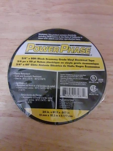 NEW! Power Phase 0747384 3/4"X60' Black Economy Grade Vinyl Electrical Tape! - Picture 1 of 5
