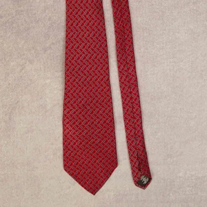 Vintage 1990s Patterned Silk Tie Burgundy Arrow - Picture 1 of 6