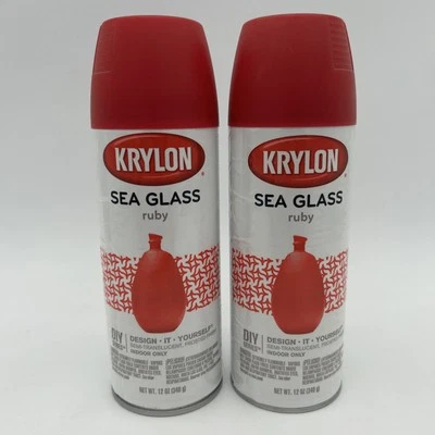 Krylon Sea Glass RUBY red Spray Paint DIY Frosted 12 oz K09052007 Lot Of 2 Cans - Image 1 of 4