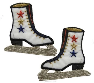 #2596 2 1/4" Embroidery Iron On Skate/pair Applique Patch - Picture 1 of 1