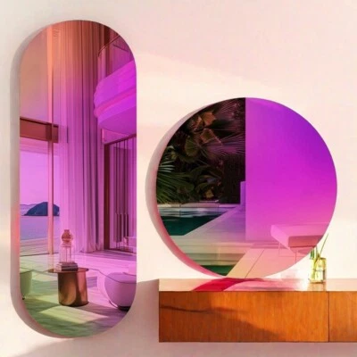 Regenbogen Spiegel Wandspiegel Dekospiegel Hängespiegel bunt Geschenk Rahmenlos - Bild 1 von 4