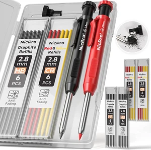 Nicpro Carpenter Pencil with Sharpener, Mechanical Pencils Set with 26 Refills, - Picture 1 of 12