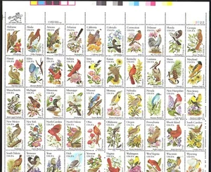 #1953A-2002A STATE BIRDS & FLOWERS. MINT SHEET.  F-VF NH. BCV $52.50 - Picture 1 of 1