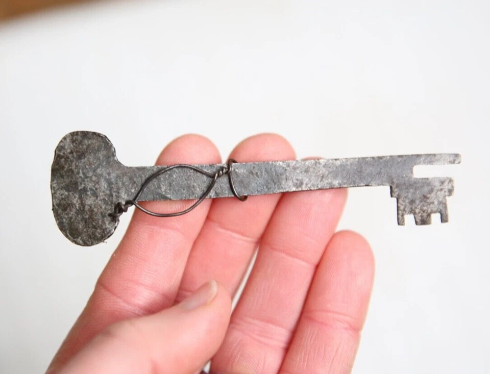 Antique Hand Wrought Iron Skeleton Key Forged Medieval for gate lock door VTG - Image 1 of 4