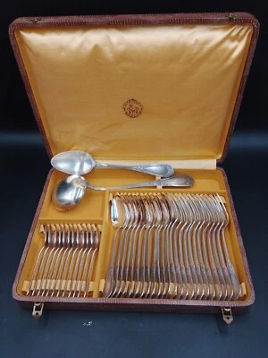 Ménagère Métal argenté 2,650 kg POINÇONS orfèvrerie APOLLO  38 pièces - Photo 1/4