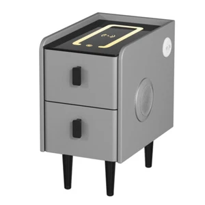 Artiss Smart Bedside Table 2 Drawers with Wireless Charging LED Lights Grey - Picture 1 of 7